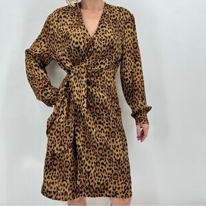 Vintage Liz Claiborne 100% Silk Wrap Dress Women’s 12 Animal Print Resort Beach